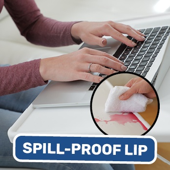Catches spills & holds tech