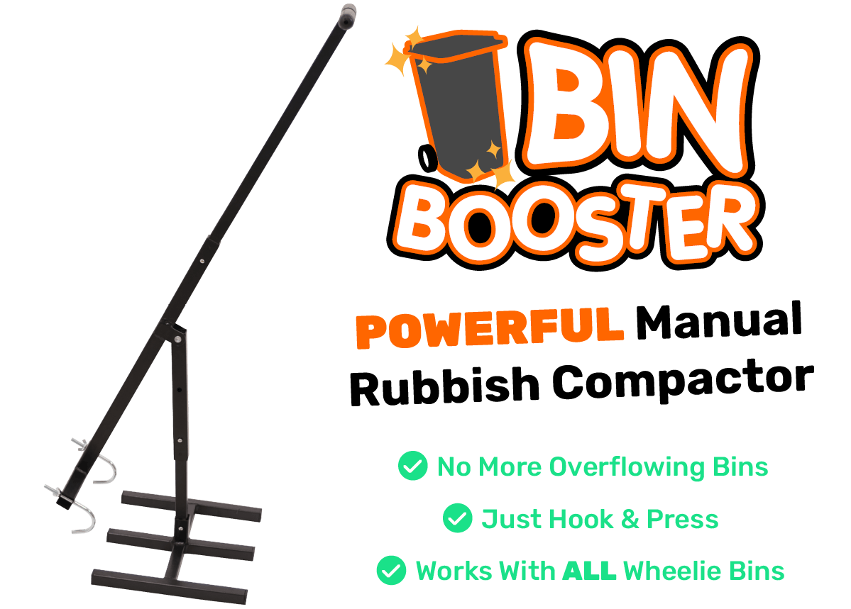 Bin Booster - POWERFUL Manual Rubbish Compactor - No More Overflowing Bins - Just Hook & Press - Works With ALL Wheelie Bins