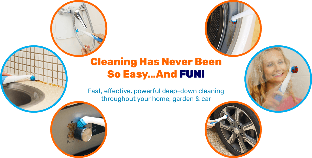 Using Easy Clean 360 on the shower hose, kitchen seal, oven dial, inside the washing machine, shower window & car wheel.