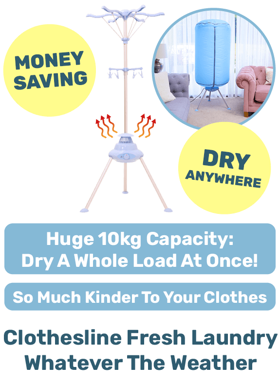Huge 10kg Capacity: Dry A Whole Load At Once! - So Much Kinder To Your Clothes - Clothesline Fresh Laundry Whatever The Weather