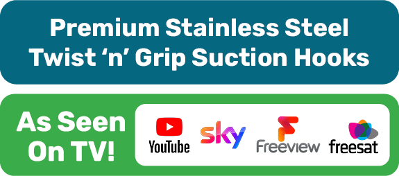 Premium stainless steel twist 'n' grip suction hooks