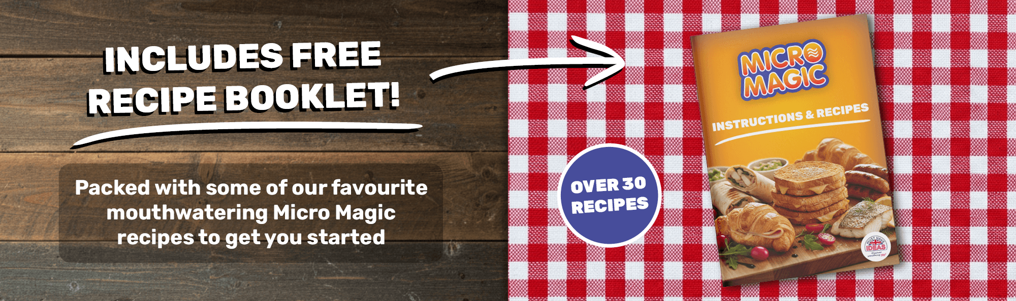 Includes free recipe booket! Includes some of our favourite mouthwatering Micro Magic recipes to get you started. The booklet has got over 30 recipes.