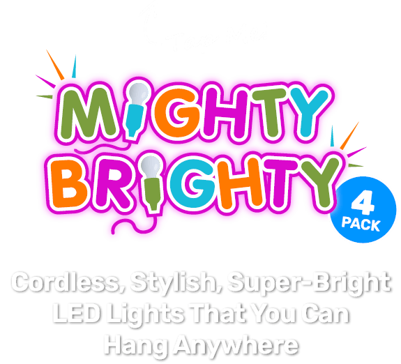 Mighty Brighty- 4 Pack - Cordless, Stylish, Super-Bright LED Lights That You Can Hang Anywhere