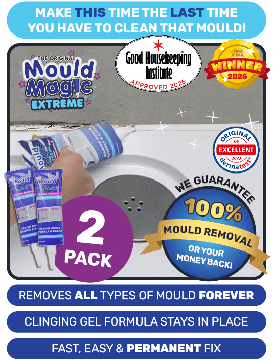 Person using Mould Magic on a mouldy seal, the two pack mould remover that eradicates all types of mould forever
