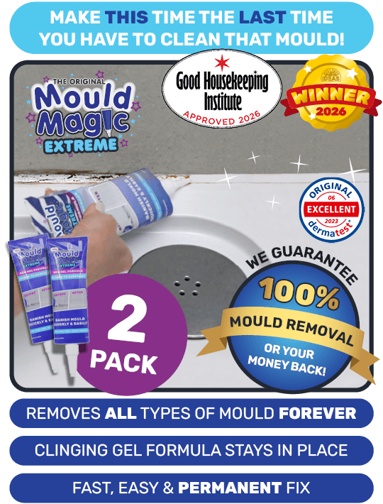 Person using Mould Magic on a mouldy seal, the two pack mould remover that eradicates all types of mould forever