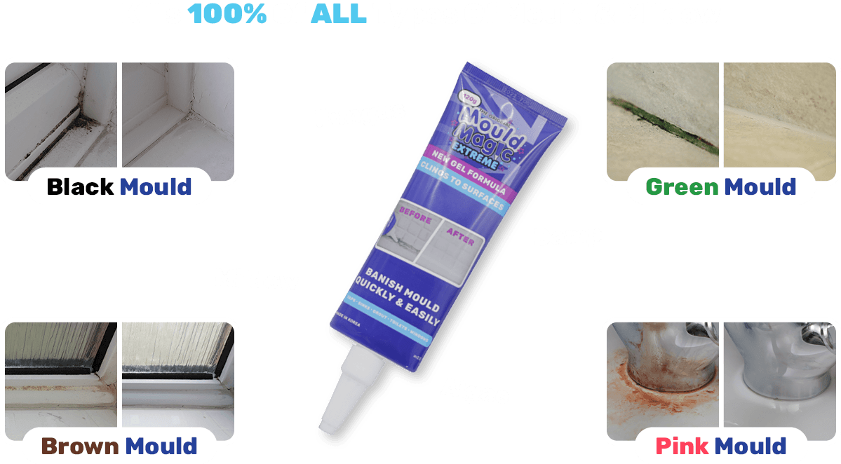 Kills 100% Of ALL Types Of Mould & Mildew: 
														Black Mould, Green Mould, Brown Mould, Pink Mould, 
														Algae, Damp, Mildew, Fungus