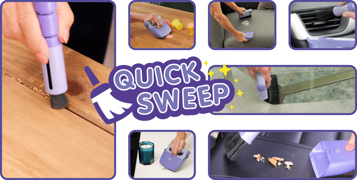 Images o f Quick Sweep clearing up various messes - using all the brusheds and scrapers