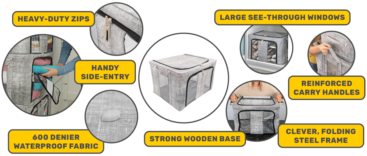 Smart Space’s features include a clever aluminium folding frame, heavy-duty zips & reinforced carry handles that hold 22lbs.
