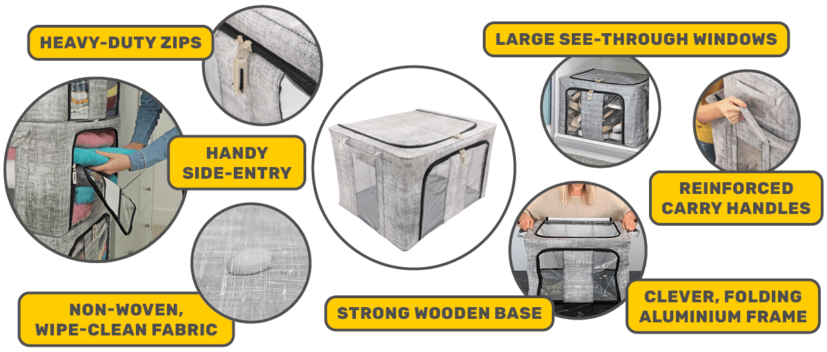 Smart Space’s features include a clever aluminium folding frame, heavy-duty zips & reinforced carry handles that hold 22lbs.