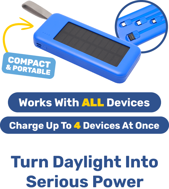 Works With ALL Devices - Charge Up To 4 Devices At Once - Turn Sunlight Into Serious Power