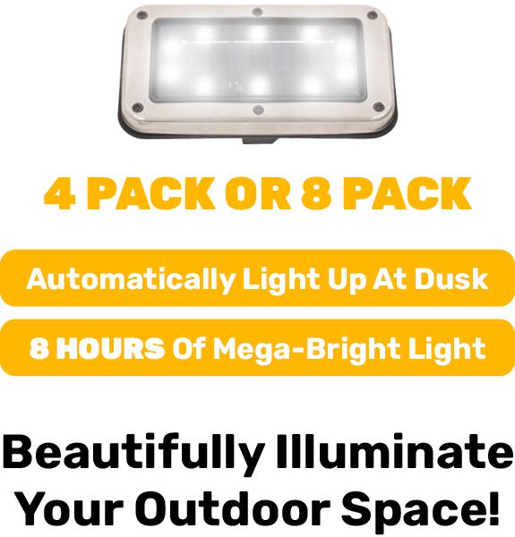 4 Pack Or 8 Pack - Automatically Light Up At Dusk - 8 HOURS Of Mega-Bright Light - Beautifully Illuminate Your Outdoor Space!