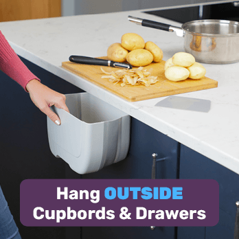 Hang OUTSIDE cupboards & drawers